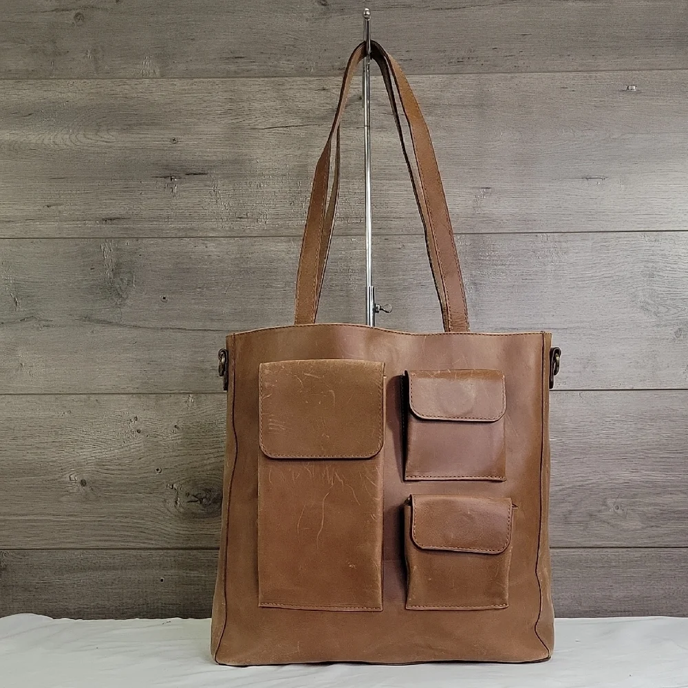 Able Brown Leather Tote Bag
